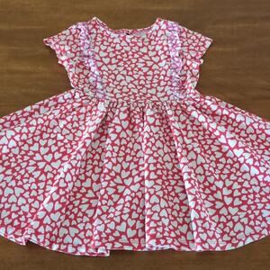 Mini Boden Frilly Twirl Dress heart pattern - red - pink - short sleeve dress3/4
